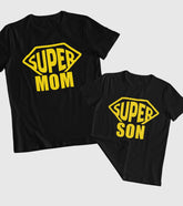 Super Mom and Super Son Unisex Half Sleeve T-Shirts (Pack of 2)